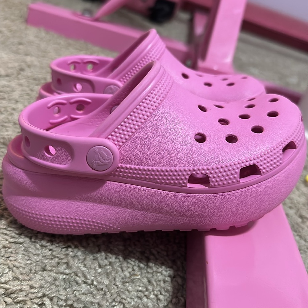 Pink stacked Crocs